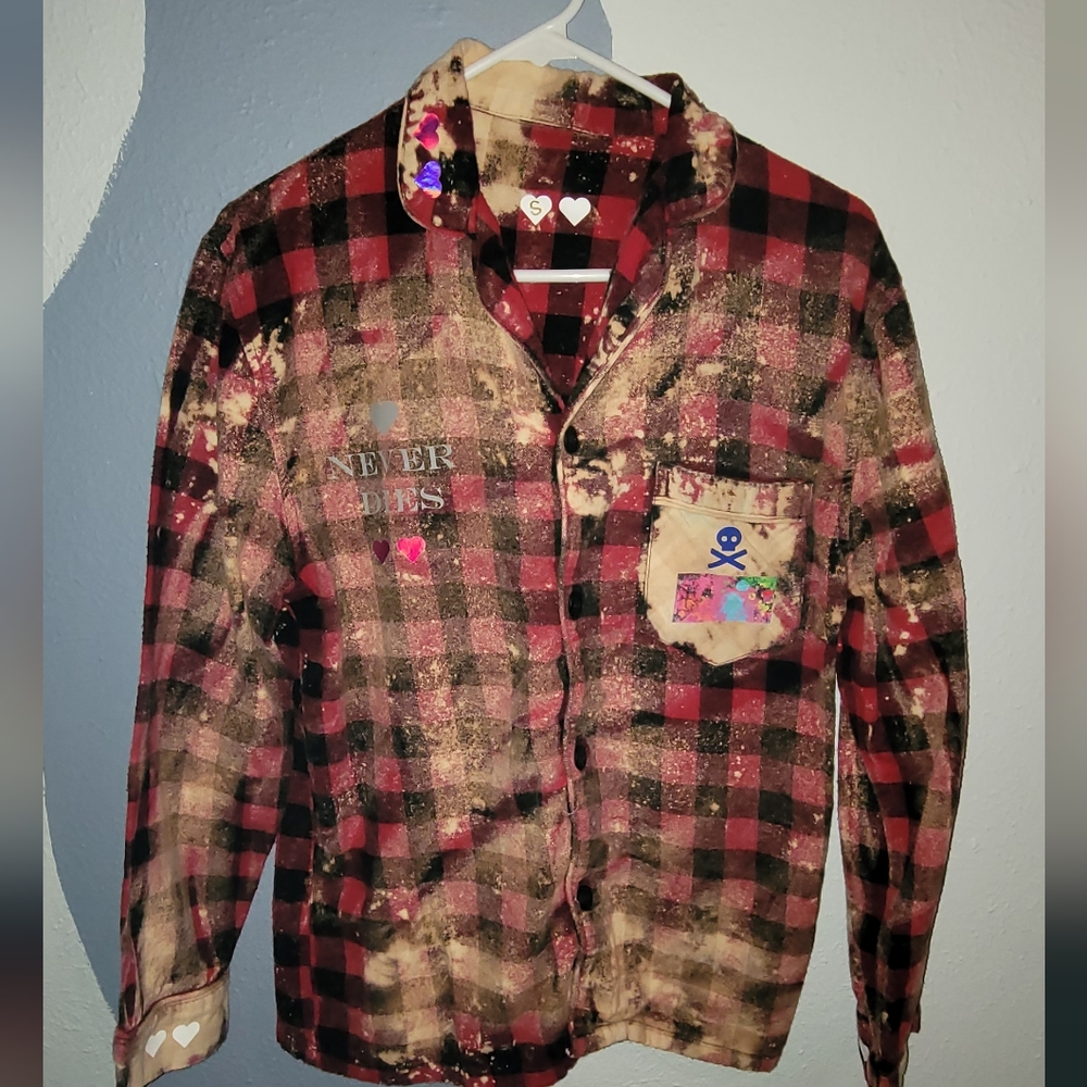 Official VELVET CROIXDistressed and Bleached one of a kind FLANNEL